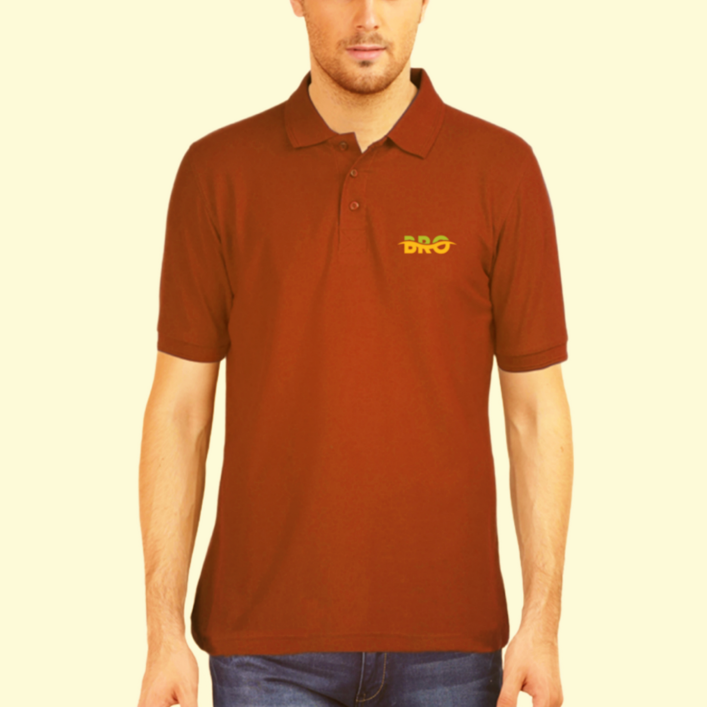 Polo T-shirt Brick Red with Bro Graphics 