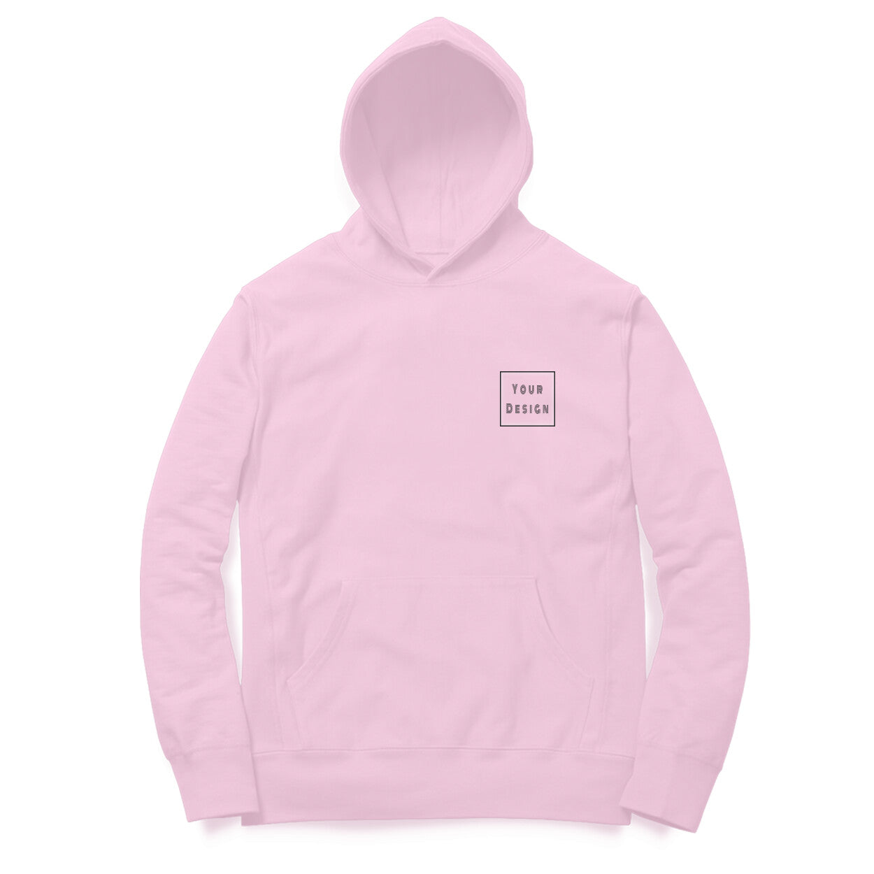 Custom Hoodie Light Pink Front Pocket Print