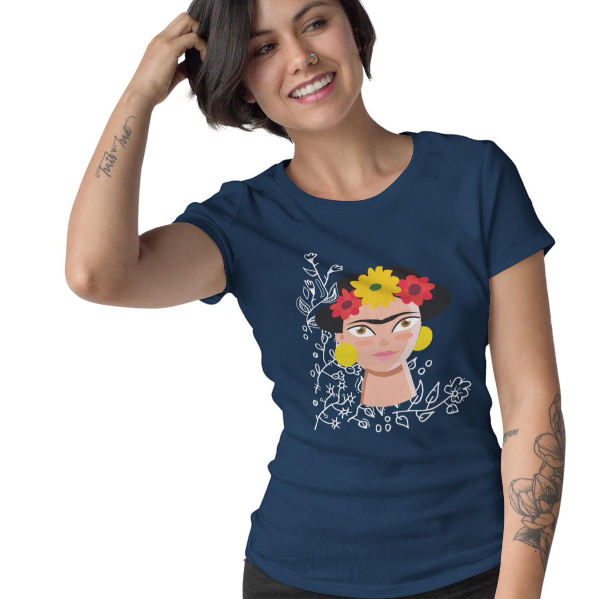 Frida Kahlo Navy Blue T-shirt for Women