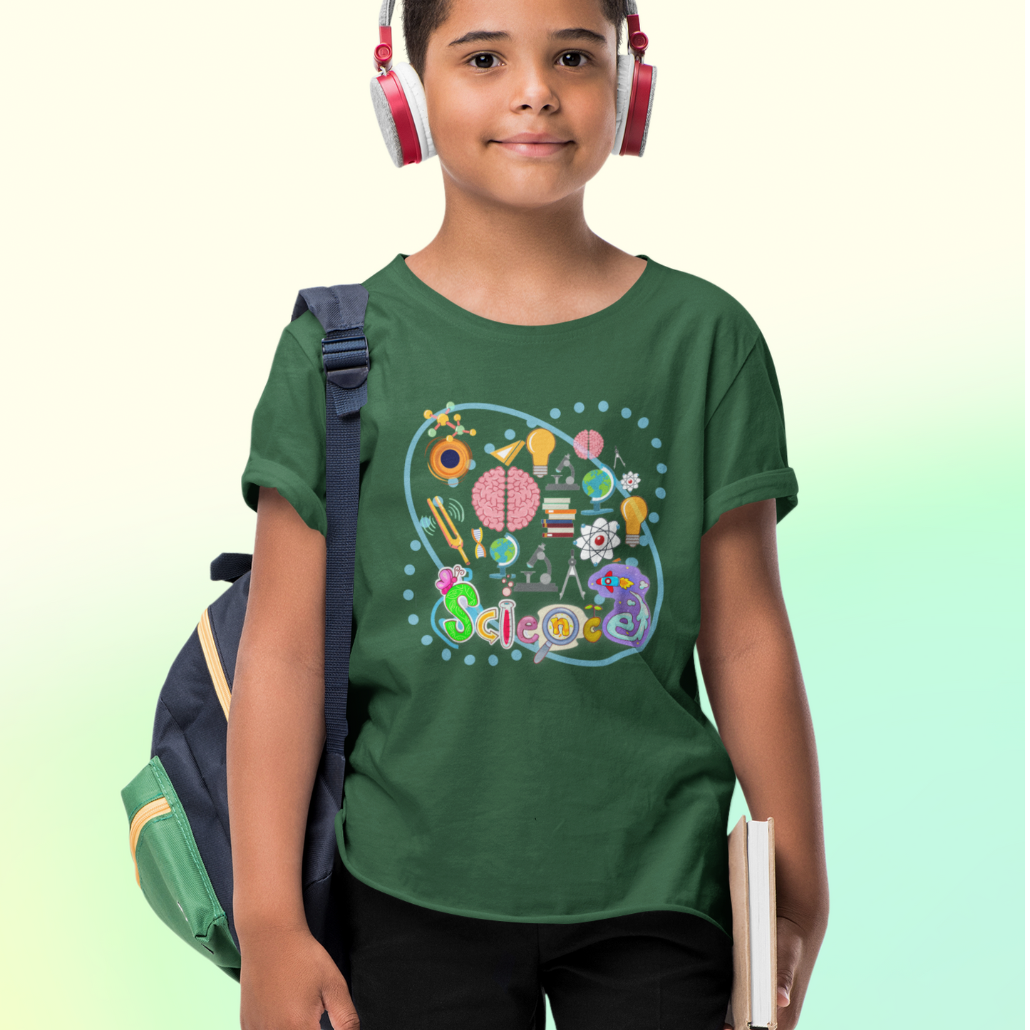 Science T-shirt for Boy Bottle Green