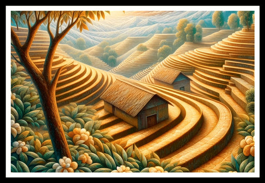 Terraced Field Landscape Wall Art S2