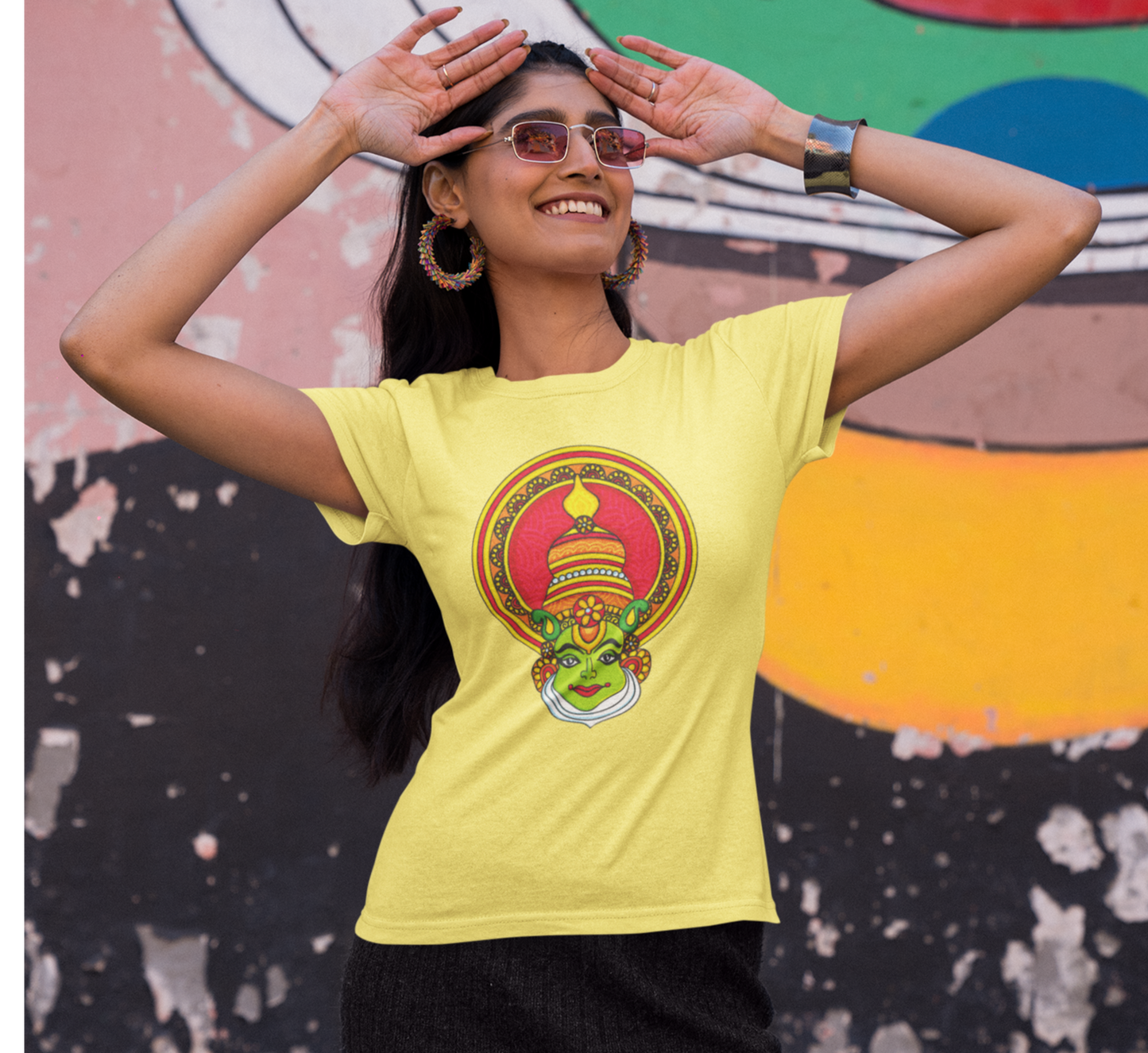 Theyyam Onam Kathakali T-shirt Woman Butter Yellow