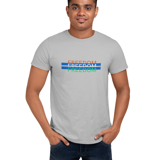 Tricolor India Freedom T-shirt for Men Light Grey