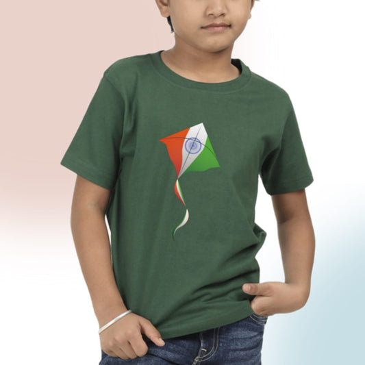Tricolor T-shirt for Boys Bottle Green