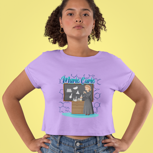 Marie Curie Scientist Crop T-shirt Lavender
