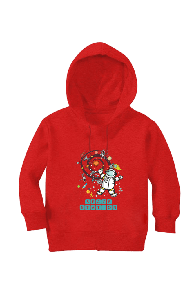 Space Station Astronaut Red Hoodie for Kids