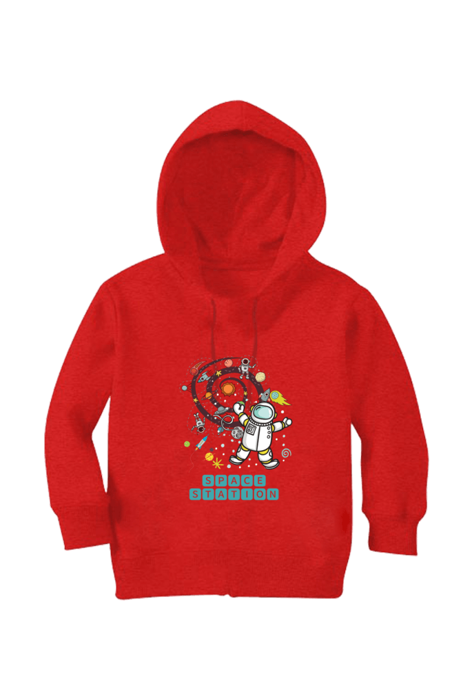 Space Station Astronaut  Red Hoodie for Kids