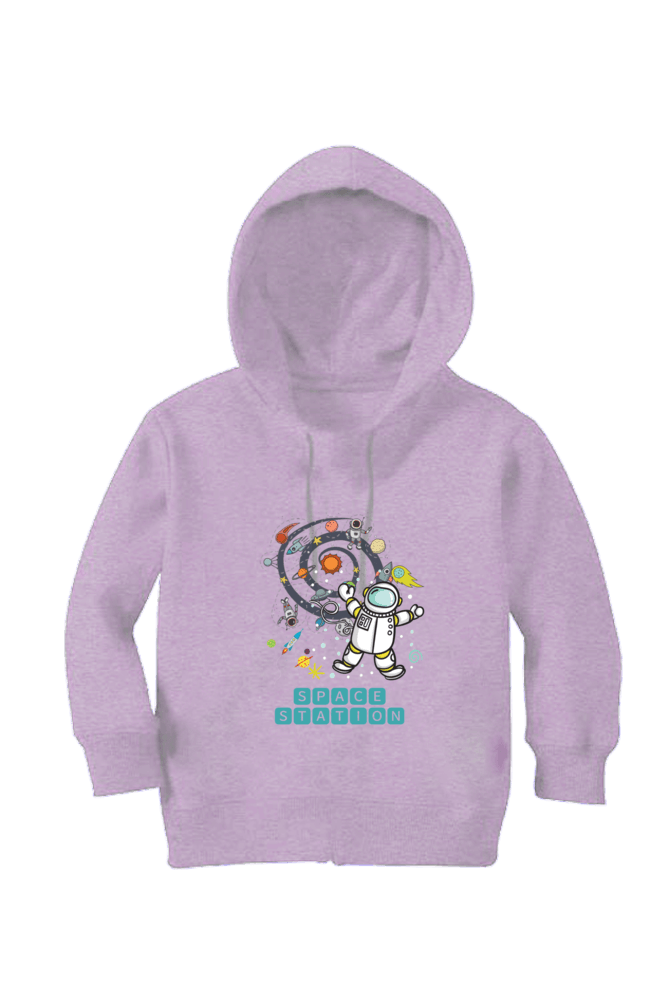 Space Station Astronaut Light Pink Hoodie for Kids