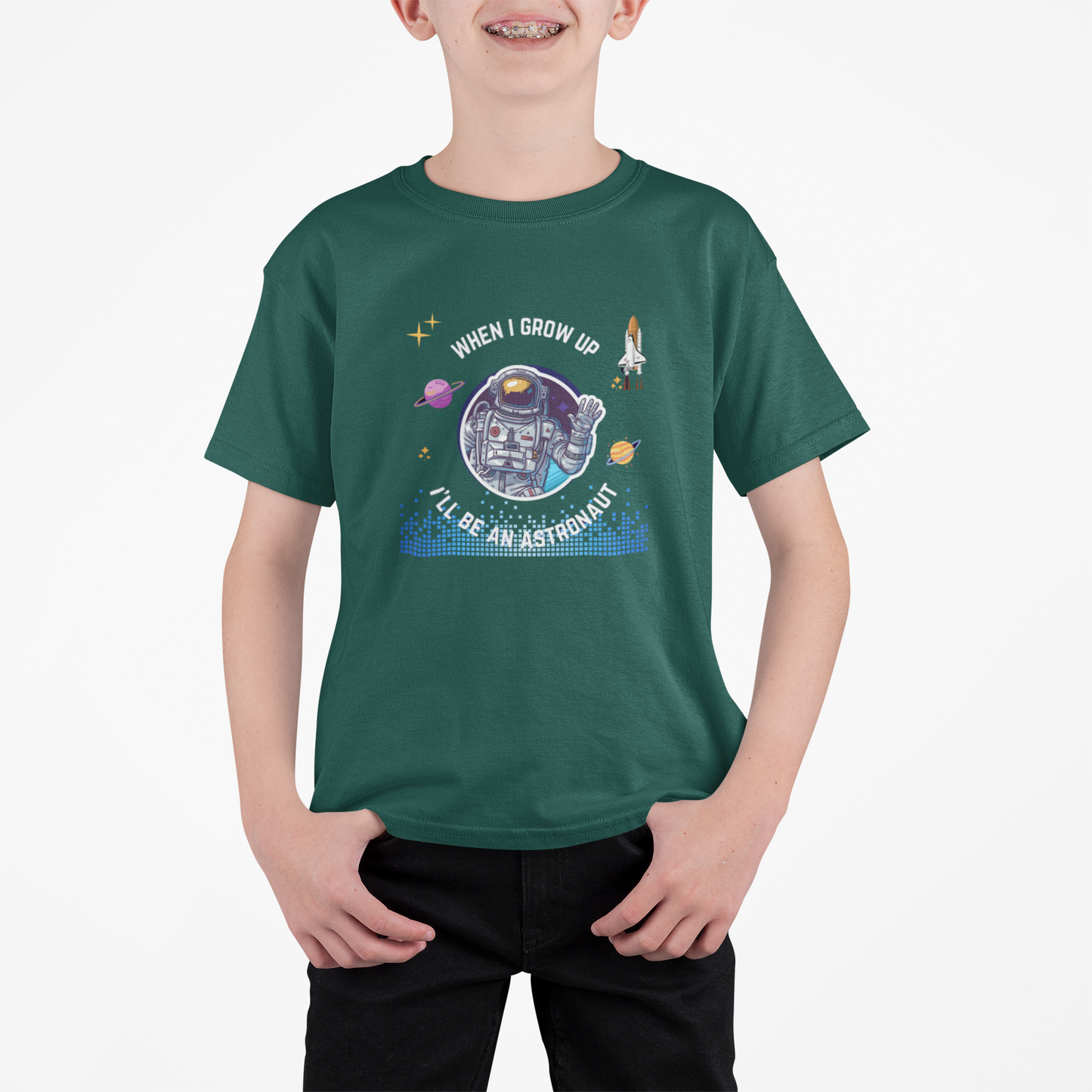 Astronaut T-shirt for Kids Bottle Green