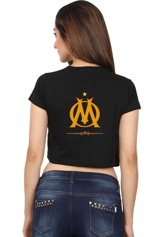 Crop T-shirt Black with Om Print at back