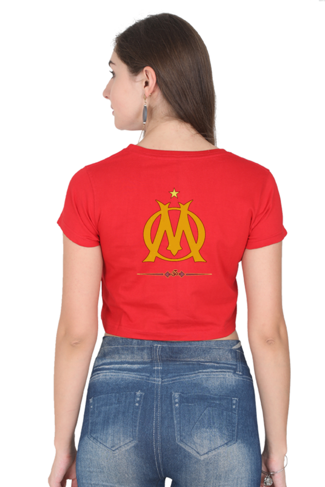 Crop T-shirt Red with Om Print at back