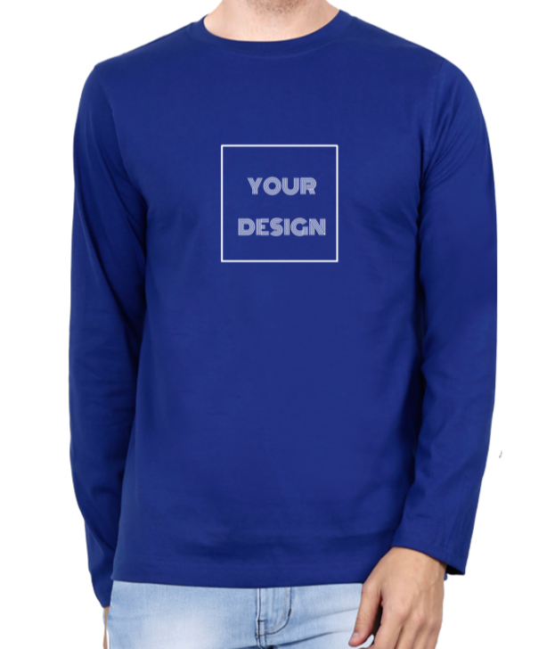 Customized Full Sleeves T-shirt Royal Blue