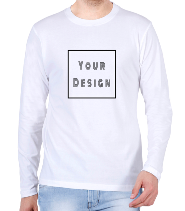 Customized Full Sleeves T-shirt White