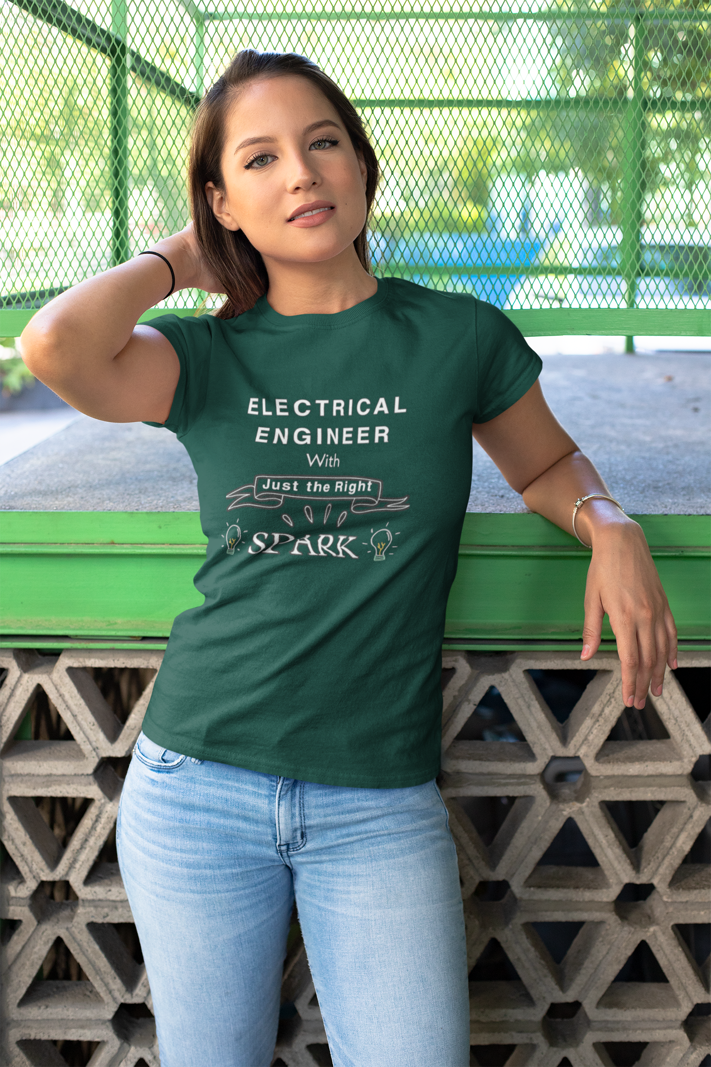 Electrical Engineer T-shirt for Women Bottle Green
