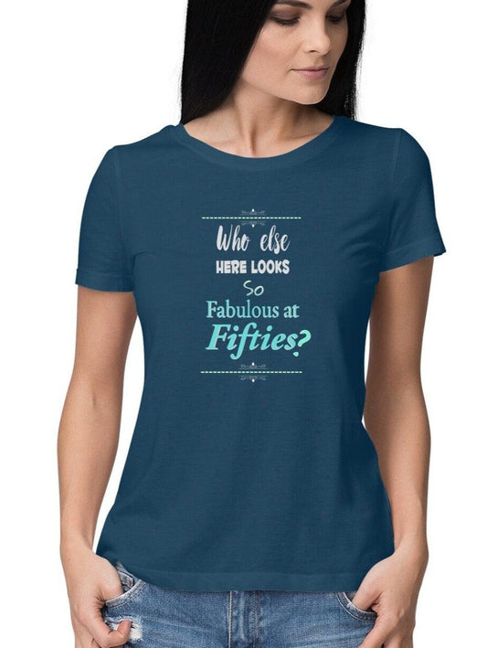 Fiftieth Birthday T-shirt for women Navy Blue