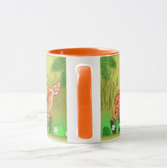 Ceramic Coffee Mug with golden deer print