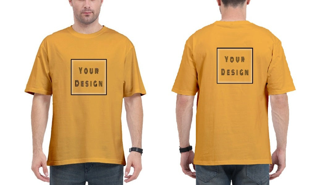 Golden Yellow Oversized Classic T-shirt with Customized Front and Back Print