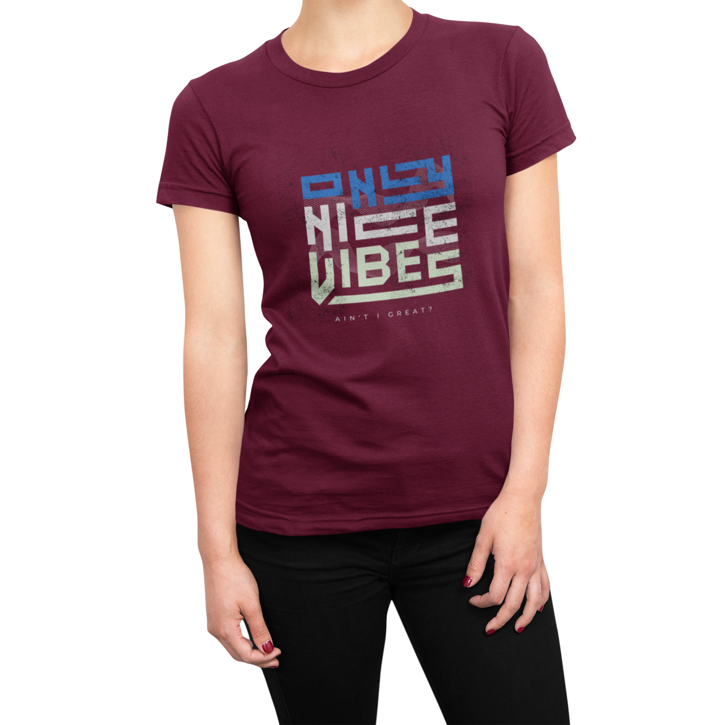 Good Vibes Only T-shirt for Women Maroon