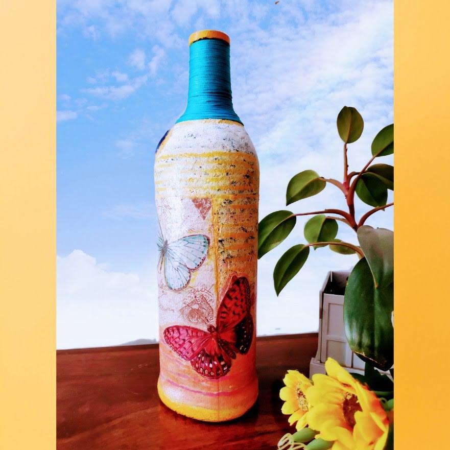 Handpainted decorative bottle Garden Theme