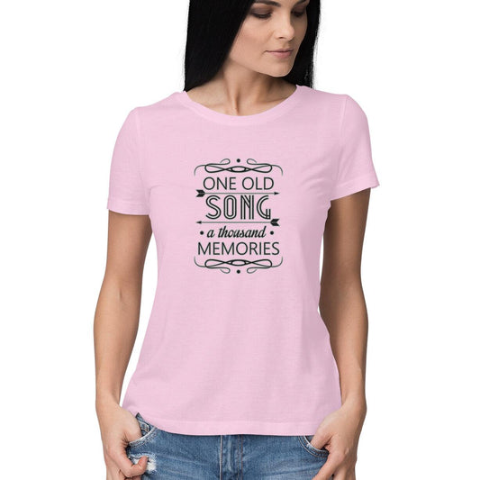 Light pink T-shirt for women who love music