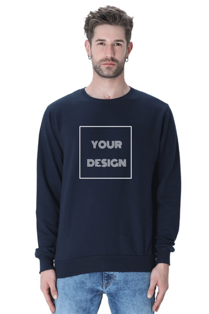 Navy Blue Unisex Sweatshirt with Customized Front Print
