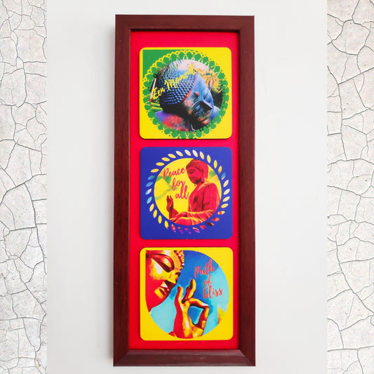 Wall hanging with three images of Buddha
