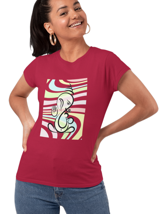 Ganesha T-shirt for Women Maroon