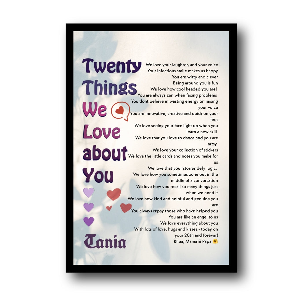 Twentieth birthday gift poster customized