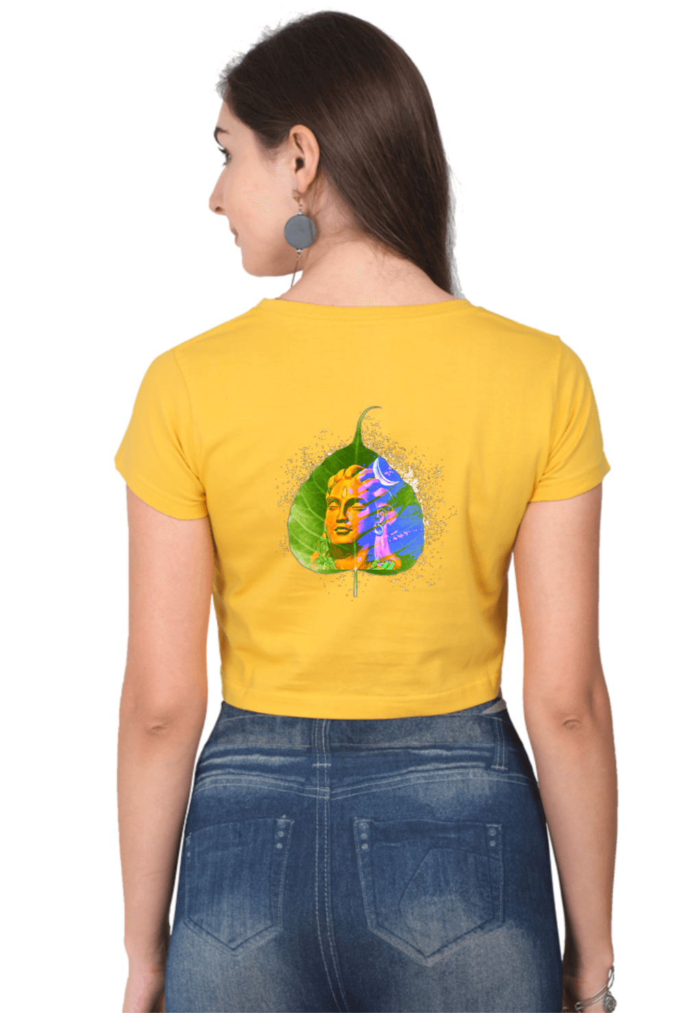 Golden Yellow crop top with Shiva print on the back