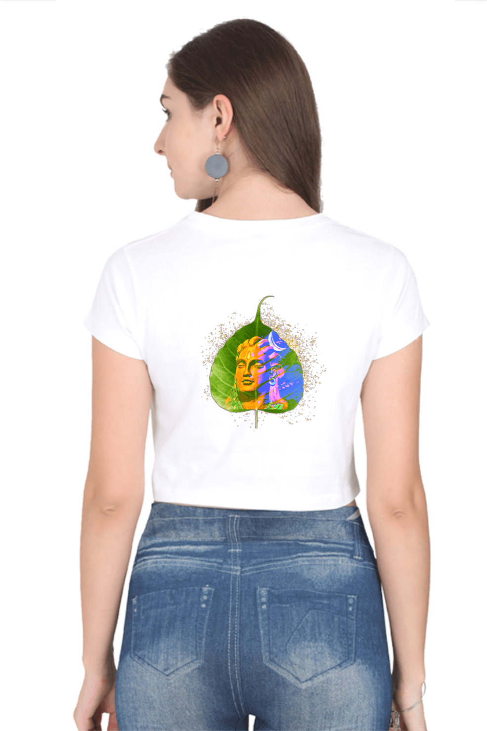 White crop top with Shiva print on the back