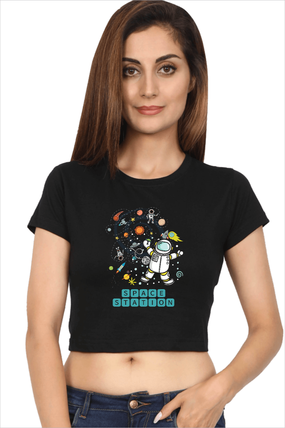 Space Shuttle Crop Top T Shirt C10