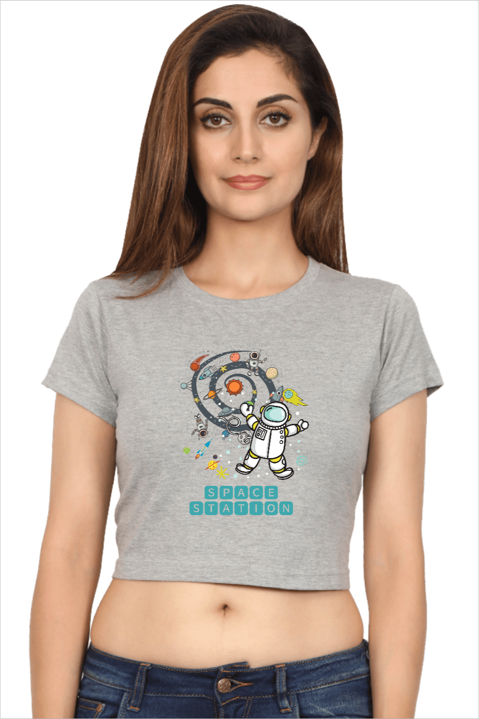 Space Shuttle Crop Top T Shirt C10