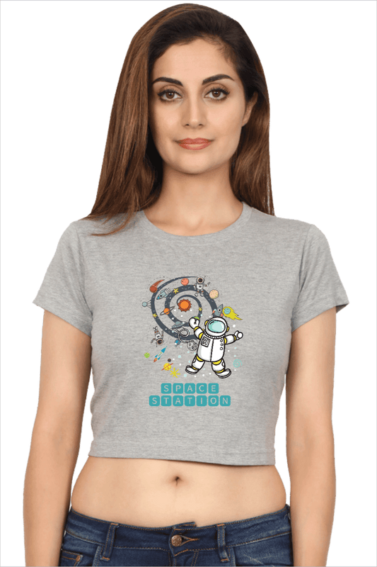 Space Shuttle Crop Top T Shirt C10