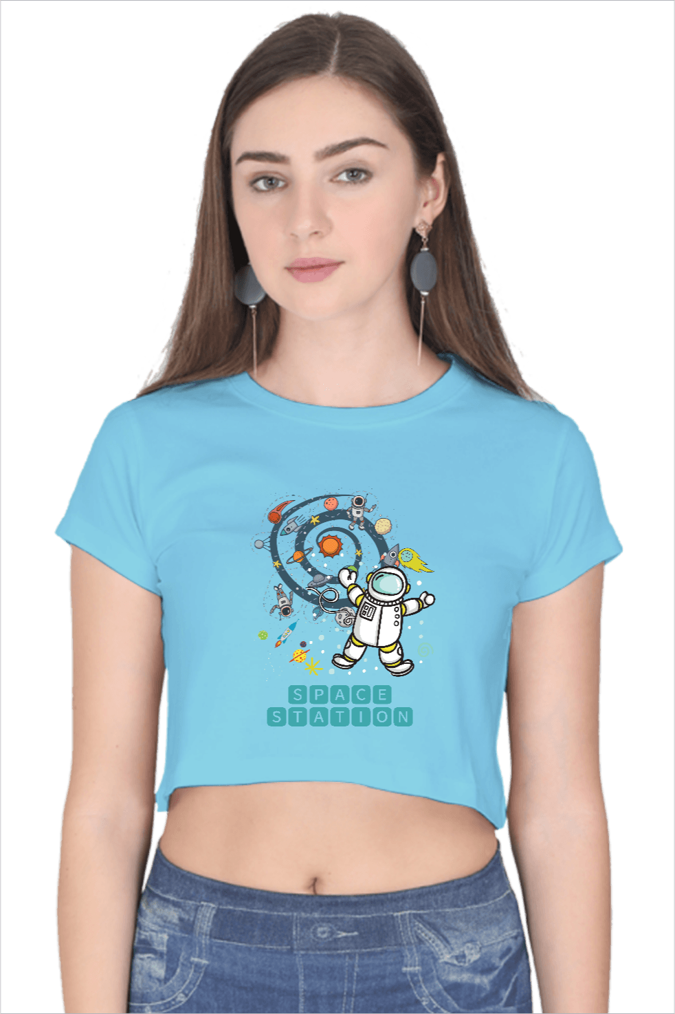 Space Shuttle Crop Top T Shirt C10