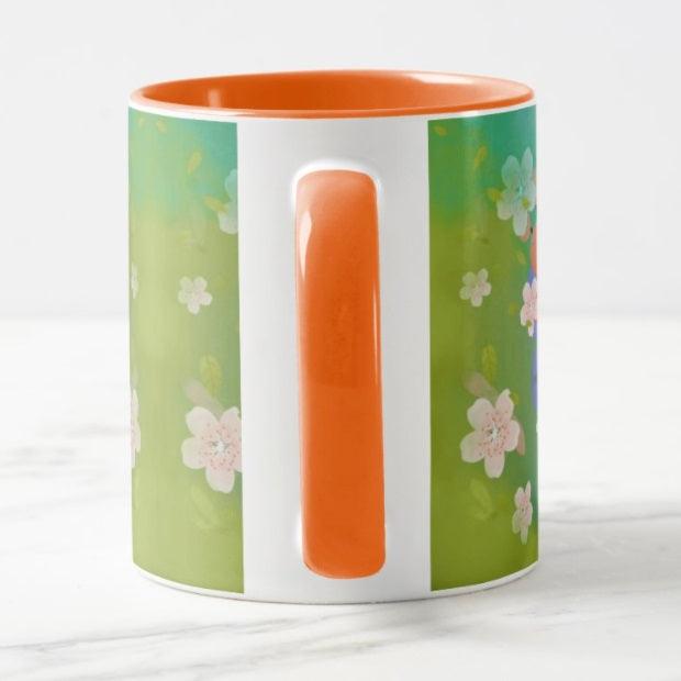 Ceramic Coffee Mug with Floral print in bright pastel shades