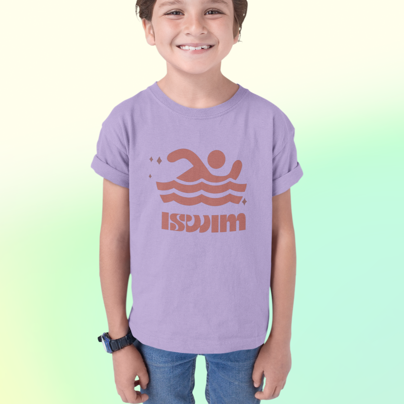 I Swim Lavender T-shirt for Kids, Boys