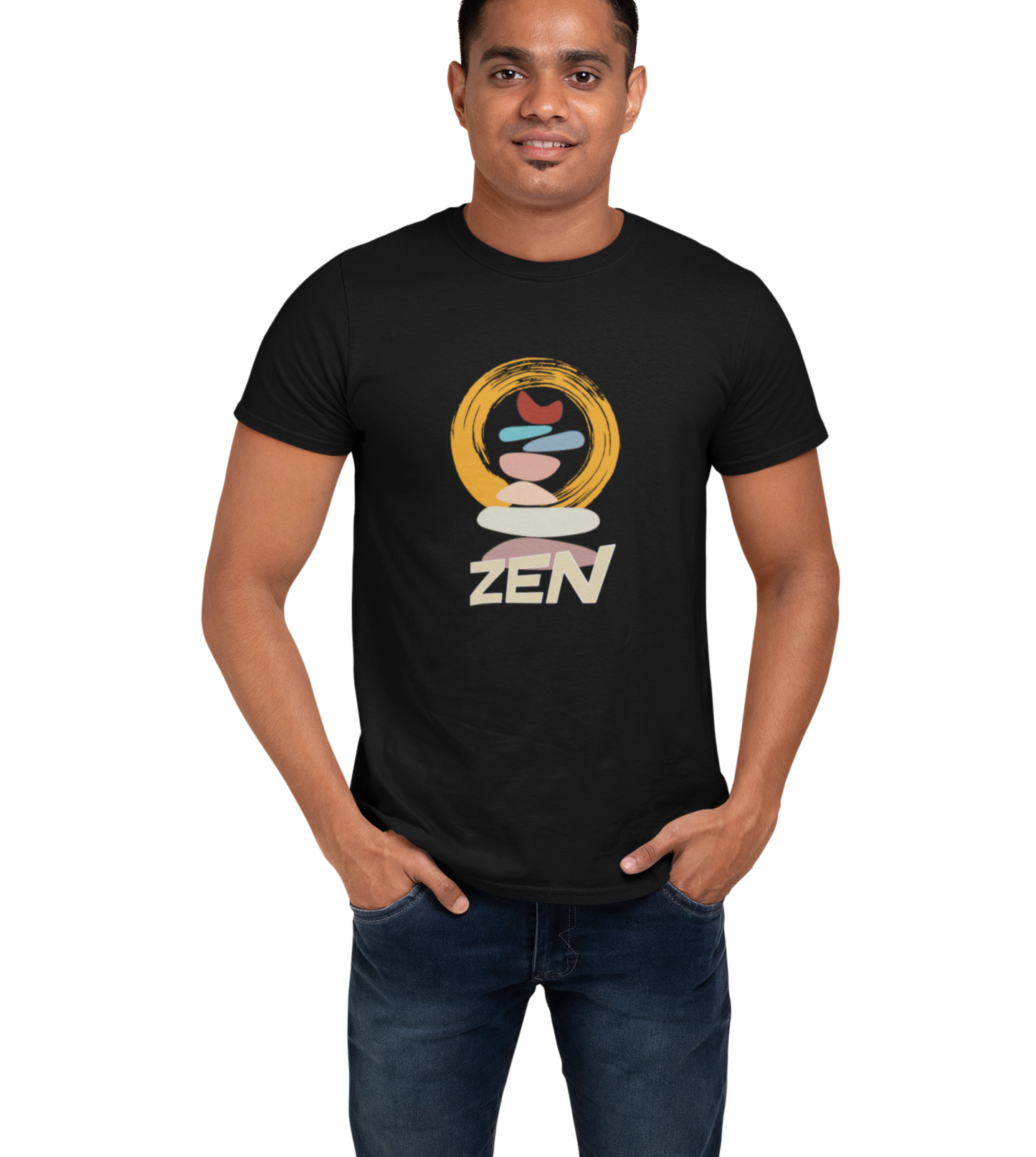 Zen Stone Mens Yoga T-shirt Black