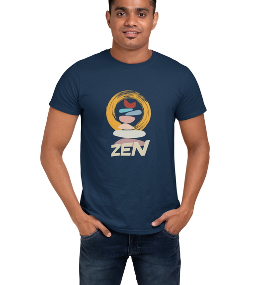 Zen Stone Mens Yoga T-shirt Navy Blue