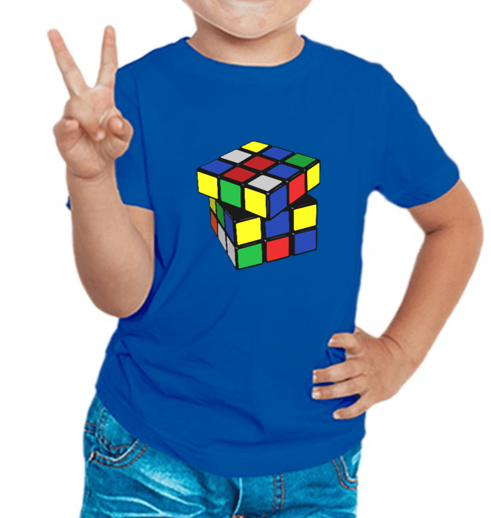 Rubik Cube T-shirt for Boys Royal Blue