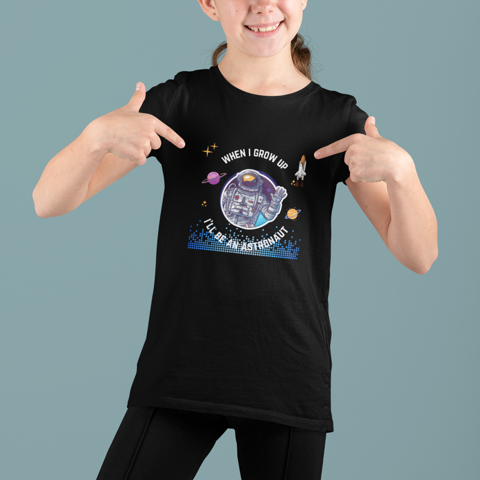 Astronaut T-shirt for Kids Black