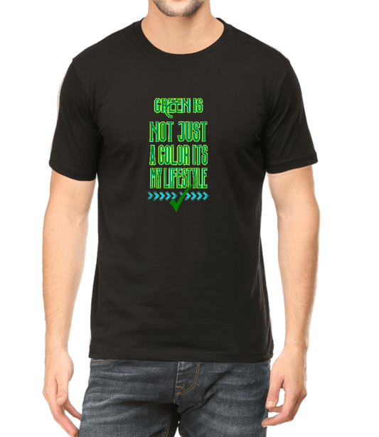 Black tshirt for Men with Green Lifestyle Quote