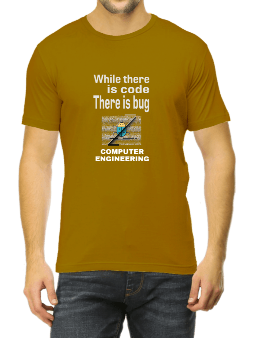 Mustard Yellow Cotton Tshirt for Software Engineers