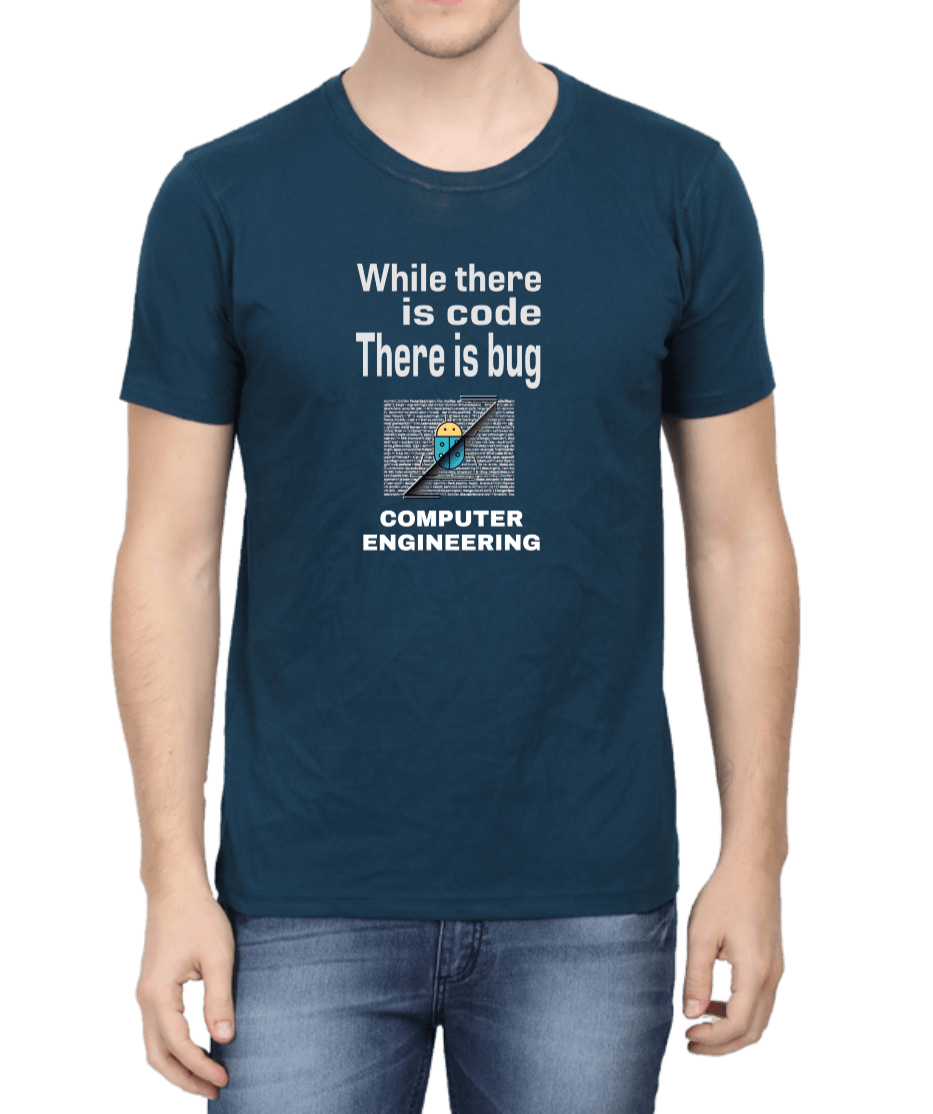 Petrol Blue Cotton Tshirt for Software Engineers