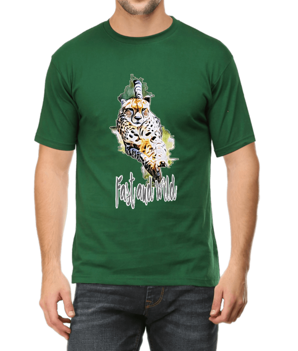 Bottle Green Cheetah T-Shirt for wildlife lovers