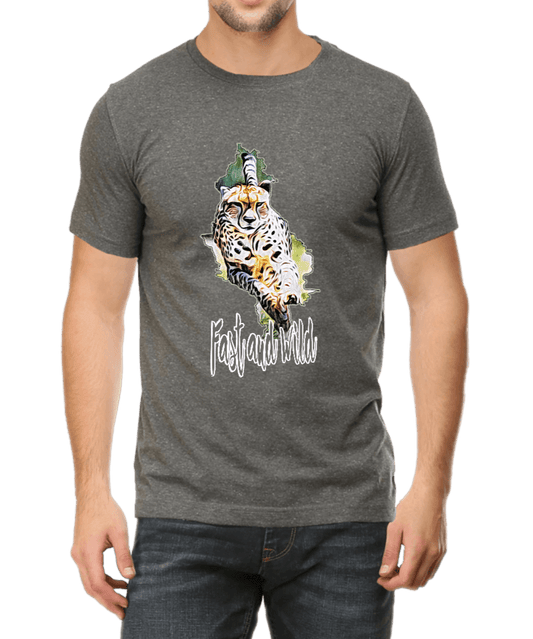 Charcoal Grey Cheetah T-Shirt for wildlife lovers