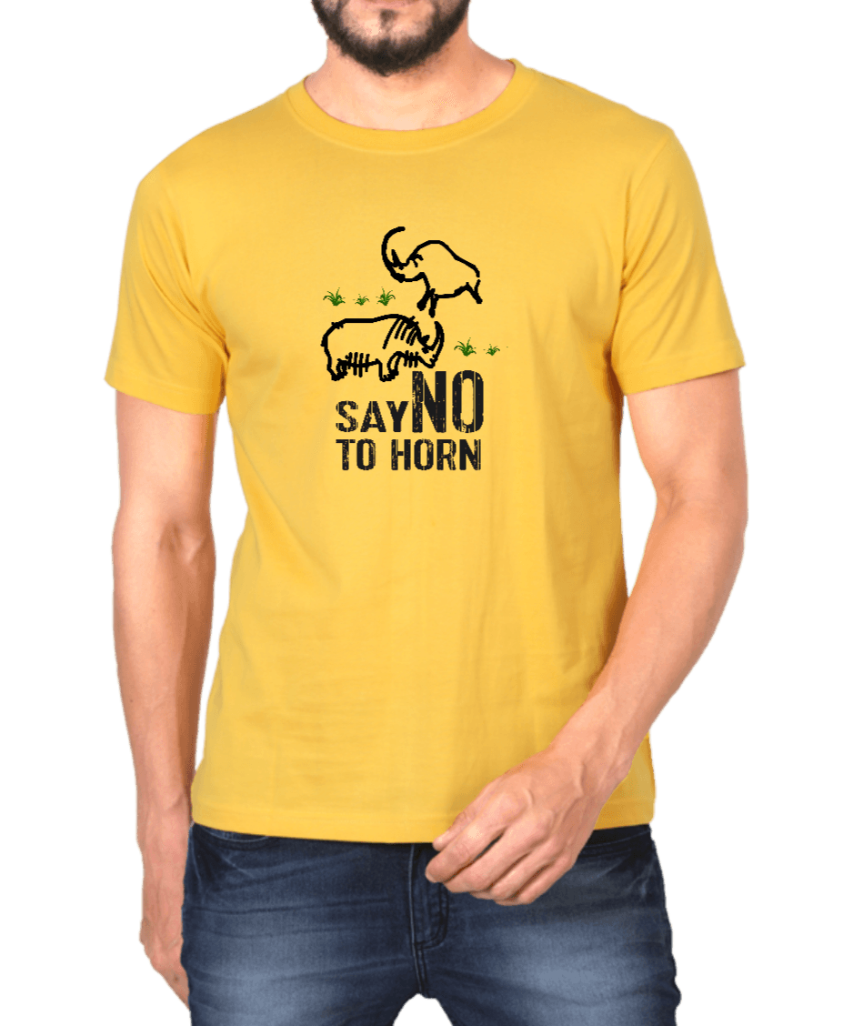 Golden Yellow Tshirt for men with Rhino design