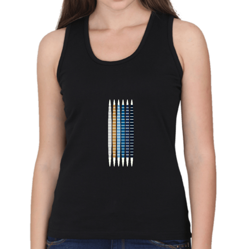 Tank Top Black with vertical geometric stripes