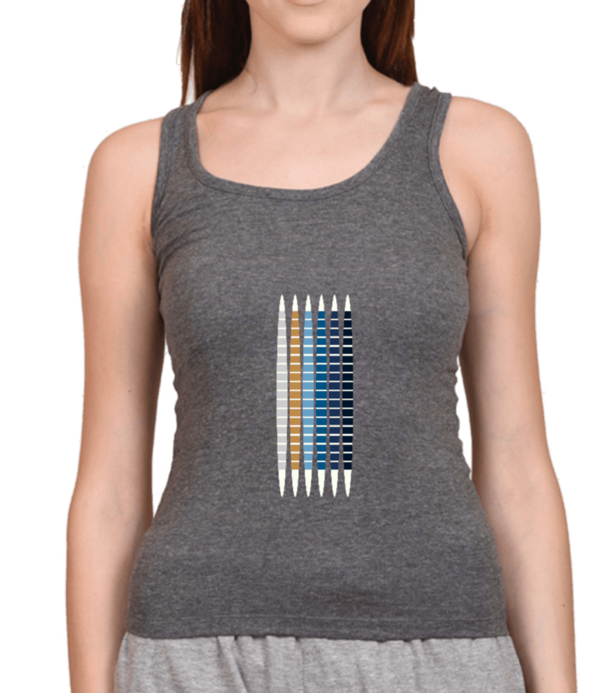 Tank Top Charcoal Melange with vertical geometric stripes