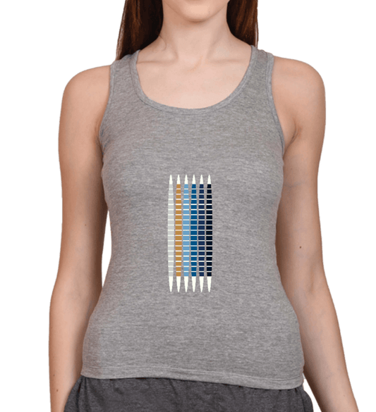 Tank Top Grey Melange with vertical geometric stripes