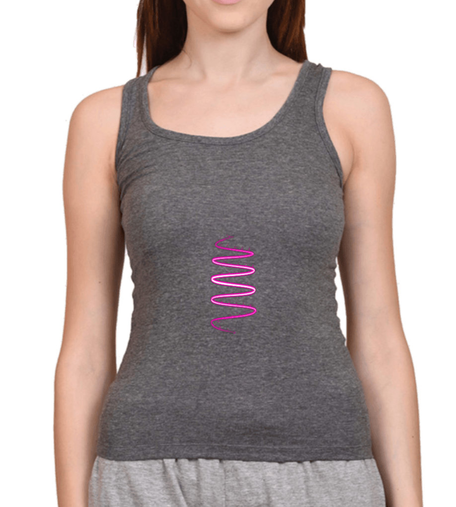 Tank Top Charcoal Melange with vertical spiral graphic design